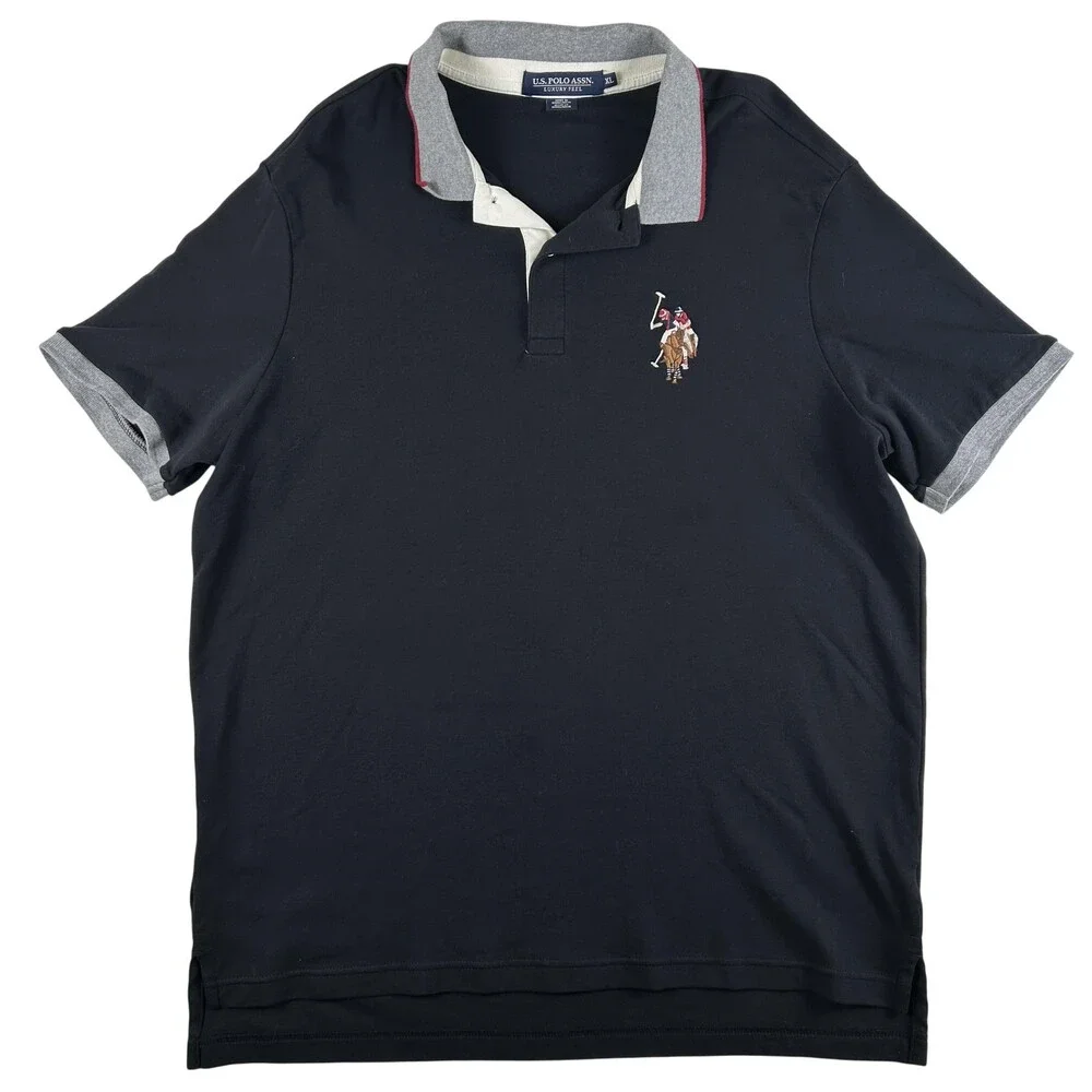 U.S. Polo Assn Luxury Feel Polo Shirt Mens XL Black Big Pony Cotton Short Sleeve